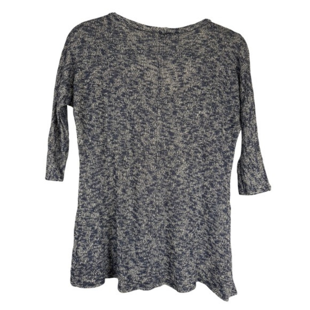 Sparkle & Fade Blue Space Dye Scoop Neck 3/4 Sleeve Knit Top XS